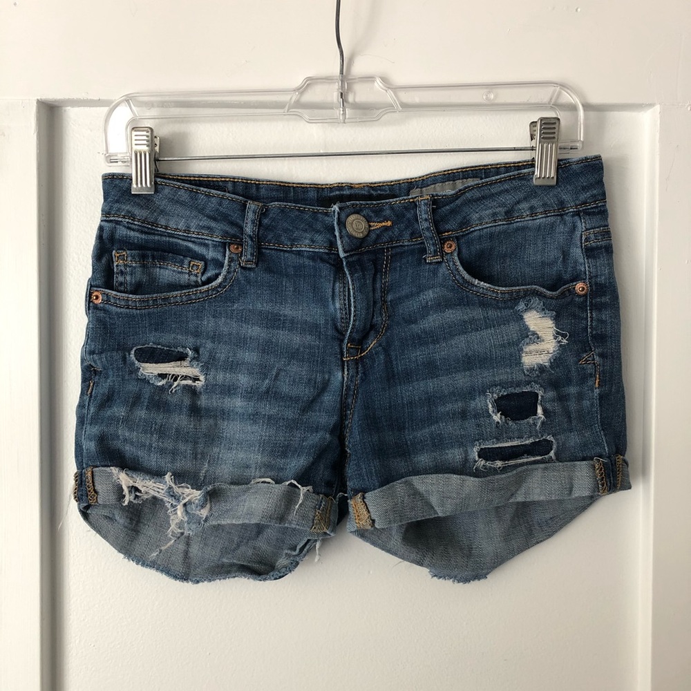 Aeropostale Destroyed Midi Denim Jean Shorts